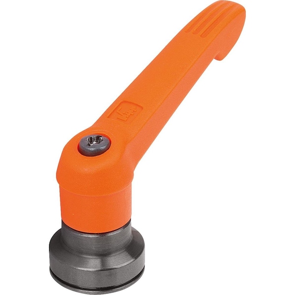 Adjustable Handle W Clamp Force Intensif Size:5, M12, Plastic Orange, Comp:Steel Black Oxidized